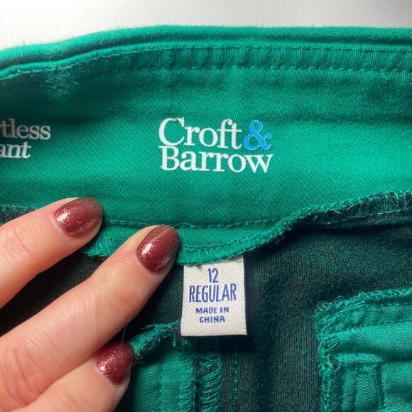 Croft & Barrow Effortless Stretch Pant Green Pull-On 12 Comfort Office EUC - Picture 3 of 11